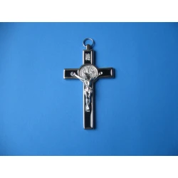 Krzyż metalowy z medalem Św.Benedykta 12 cm Wersja Lux czarny